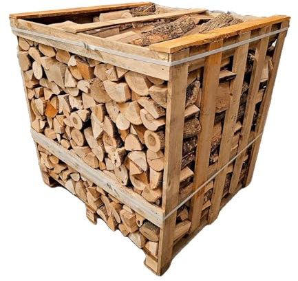 2CBM Large Crate Premium Kiln Dried Ash Firewood Hardwood Logs - Ready to Burn & Below 20% Moisture Content - Multi Fuel Appliances Wood Burning Stoves Open Fire Pits - 25cm Logs