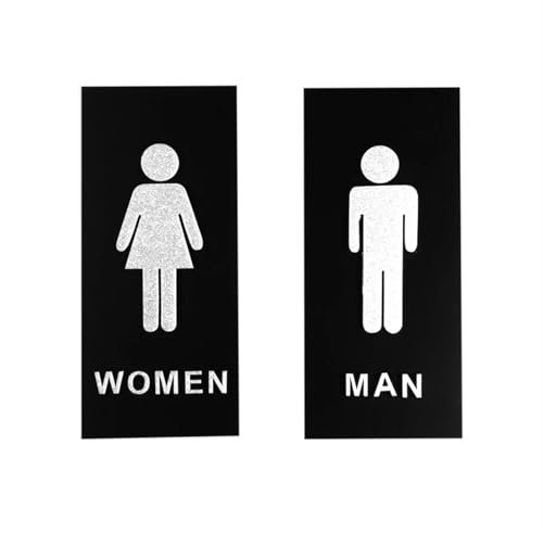 Panneau de signalisation noir for porte de toilette, autocollant mural, panneau de signalisation for hommes et femmes, panneau de signalisation mural for salle de lavage Signe Toilette(Man women)