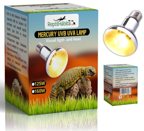 ReptilHábitat – Lampe UVB UVA avec Chaleur pour Reptiles 100W – Lampe à Vapeur de Mercure Tout-en-U