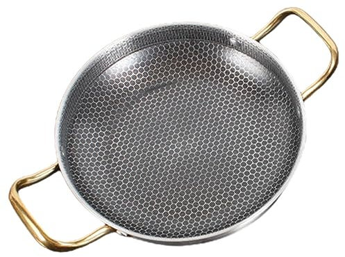 Holibanna Edelstahl Bratpfanne Wabenform 28cm Antihaft Für Gas- Elektro Und Induktionsherde Kratzfest Leicht Zu Handhaben Mit Ergonomischem Doppelgriff Für Meeresfrüchte Und Flusskrebse