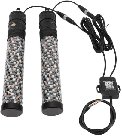 ASHATA Lot de 2 Fouets Lumineux à LED RVB avec Lumières de Poursuite/danse RVB, Télécommande Vocale, Antennes Lumineuses pour Véhicules Tout-terrain, VTT, UTV, (1 pieds)