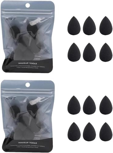 12PCS Mini Makeup Sponge, Concealer Highlight,and Eye Shadow Black Small Beauty Sponge Blender Set for Foundation,Powder