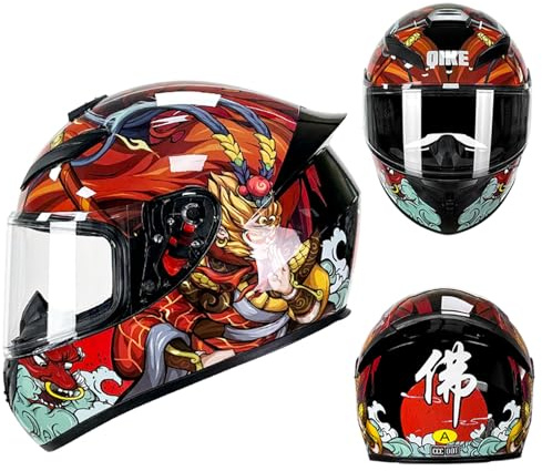 ARMAAN Youth Adult Full Face Motorcycle Helmet, Crash Rapid Street Helmets Ventilated Lightweight Safety Capacete Protective Gear for Street Racing Touring Riding,Color B-XL