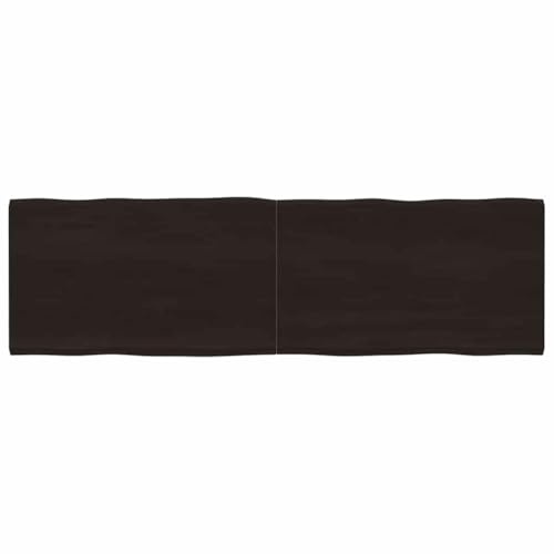Zeehear Tischplatte 200x60 cm Massivholz Eiche, dunkel lasiert, Baumkante, handgefertigt, DIY-Ersatzplatte für Esszimmer oder Büro