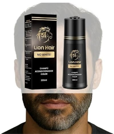 Lion Hair Champu No White Anticanas para la barba. Adiós a las canas en solo 10 minutos de lavado, en una sola aplicación y de manera permanente. Ingredientes naturales. (Marrón medio (Medium Brown))