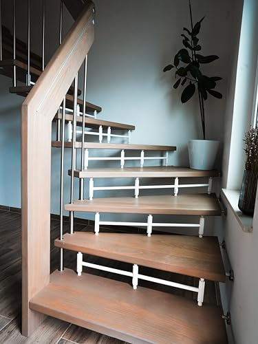 Treppenschutzgitter ohne Bohren, Kindersicherung & Haustierschutz für offene Treppenstufen, Weiß (1, M 80 cm)
