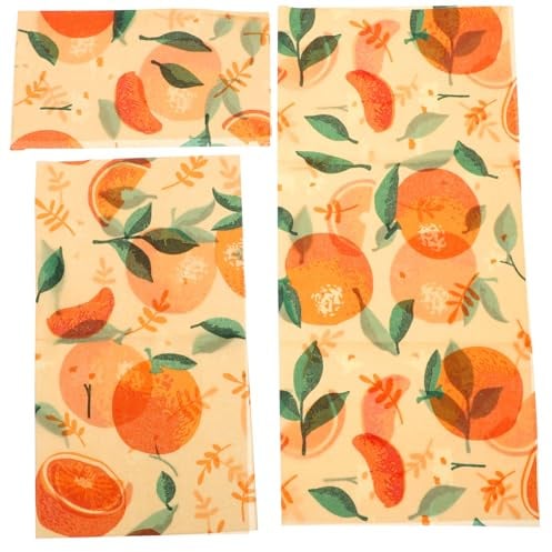 WEKADRIN Tissu de Conservation et Solide la Cire d'abeille Réutilisable 3 Feuilles en Coton Naturel pour Isoler Les Aliments de L'air