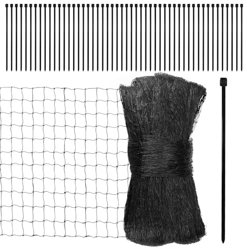 Huakaile 13 x 39 FT Pond Netting Barrier, Mesh Deer Fence Protection, Reusable Bird Netting for Chicken Coop Leaves Plant Garden Fruits Tree Poultry Vegetable Outdoor with 50 Ties