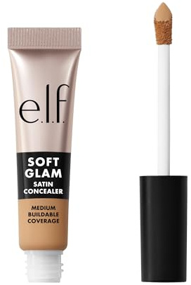 e.l.f. Soft Glam Satin Concealer, mittlere Deckkraft für Unreinheiten und Augenpartie, setzt sich nicht ab, langanhaltend, vegan und tierversuchsfrei, 22 Light Warm
