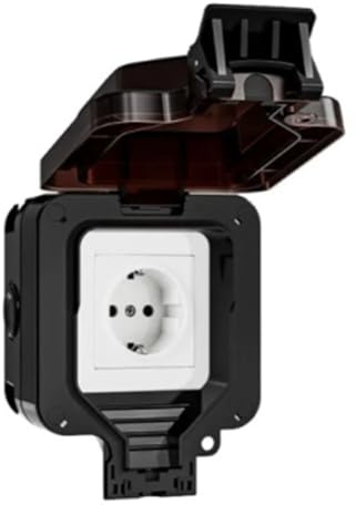 Aribrnten IP66 Waterproof Socket 220V Black Wall Plug Power with Built-in Switch Electrical EU Home Appliance(A) Easy Install