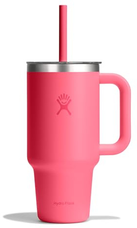 Hydro Flask - Travel Tumbler 946 ml (32 oz) | Transparenter Press-In Strohhalmdeckel – Edelstahl – Doppelte Vakuumisolierung – Spritzfest – Popstar Pink