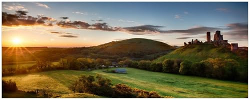 Wallario Küchenrückwand selbstklebend 115 x 50 cm, Motiv: Schlosspanorama in England bei Sonnenaufgang | Spritzschutz abwischbar & pflegeleicht