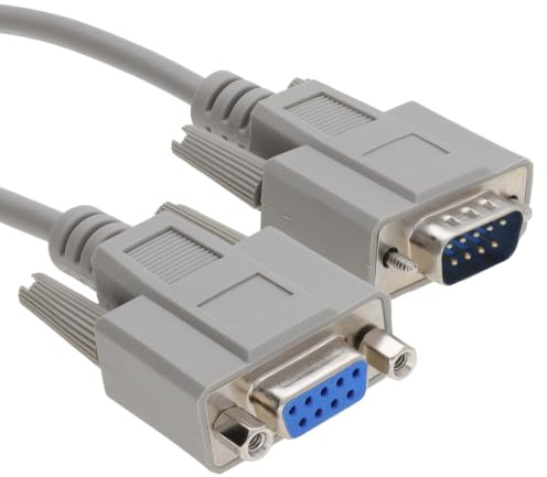 kenable Serial RS232 Extension Cable DB9 9 Pin Male to Female D-Sub Lead for Printers Tills Monitors 2m Beige