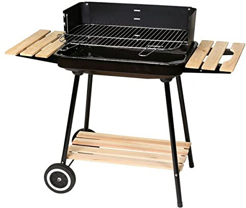 LOLAhome Barbacoa de carbón Chiara con Parrilla de Acero Negra de 67x38x83 cm