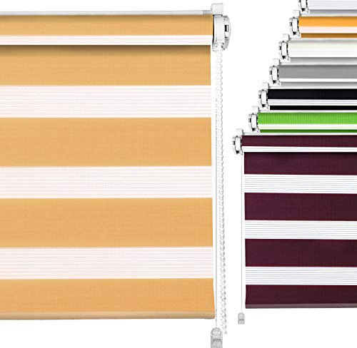 Doppelrollo Beige 100x215cm Duo-Rollo für Fenster Klemmfix ohne Bohren