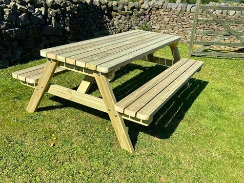 MG Timber Heavy Duty Premium, A-frame Picnic table, Bench. Made From Pressure Treated Swedish Redwood (Square Corners, 5FT)