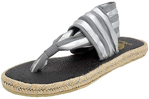 Nalho Damen Yoga Mat Memory Foam Espadrilles Sandalen Ganika, Mehrere (grau / silber), 37 EU
