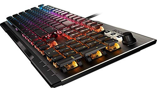 ROCCAT Vulcan 120 AIMO Clavier de jeu mécanique pour PC avec interrupteur Titan tactile, taille complète avec éclairage AIMO RVB par touche, plaque supérieure en aluminium anodisé et reposepoignet