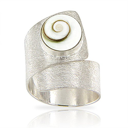 PLANETYS - 925 Gebürstetes Sterlingsilber Ring Auge des Heilige Lucie - Santa Lucia - Oeil de Sainte Lucie - Shiva Eye - Größe verstellbar