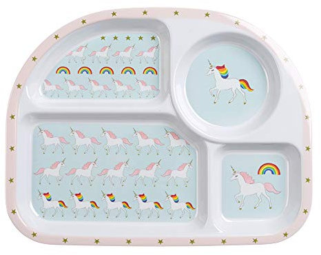 Sophie Allport Kids - Childrens Divider Plate, 100% Melamine, Snack or Dinner Tray Plate, Unicorn, 27 x 21 x 2 cm