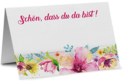 Partycards 50 Stück Tischkarten Hochzeit, Platzkarten für Kommunion Konfirmation, Namensschilder Geburtstag, Tischdeko Namenskarten Taufe, Tischdekoration, Namensschild, Tischkarten Geburtstag