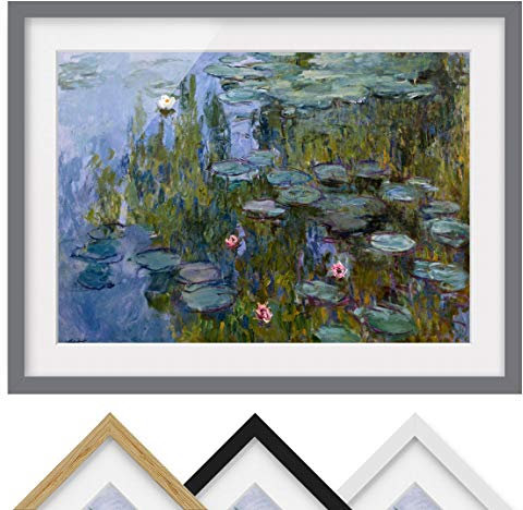 Bild mit Rahmen - Claude Monet - Seerosen (Nympheas) - Farbe Grau, 50 x 70 cm