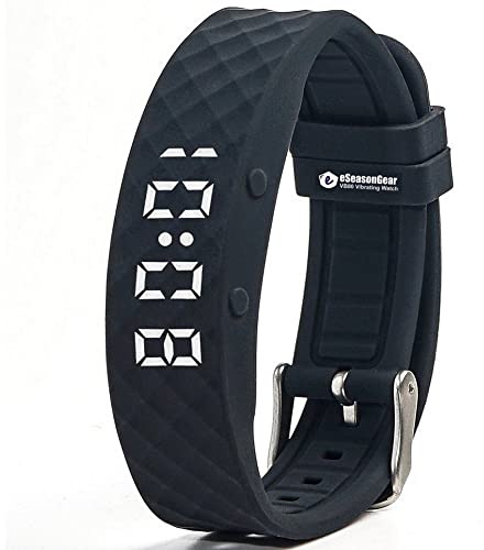 eSeasonGear VB80 12 Vibrating Alarm Watch, Silent Vibration Shake Wake, Medication Reminder (Black-Large)