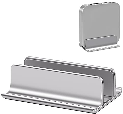 VAYDEER Vertikaler Laptop Ständer, Aluminium 3in1 Platzsparender Vertical Laptopständer zum Vertikalen Positionieren Kompatibel für MacBook Air, MacBook Pro, iPad, Tablets Notebook bis 17,3 Silber