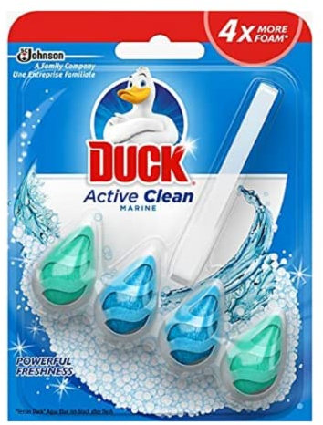 Duck Active Clean Toilet Rim Block, Foaming Toilet Bowl Cleaner, Long-lasting Fragrance, Marine, Pack of 8 (8 x 38.6g)