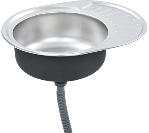 vidaXL Fregadero Cocina con Colador y Sifón Ovalado Pila Lavabo Alberca de Comedor Baño Servicio Grifo Lavar Olla Platos Integrado Acero Inoxidable