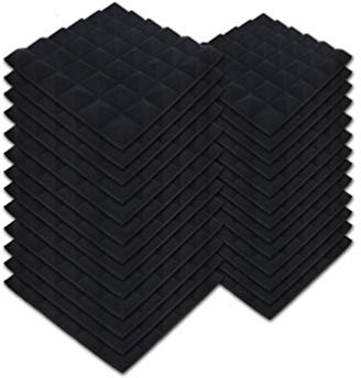 SK Studio 24 Stück Akustikschaumstoff Noppenschaumstoff Akustik Schaumstoff Schall Dämmung Dämmung für Tonstudio Schallabsorbierende Dämpfungswand Schaumpyramide 50x50x5cm, Schwarz
