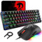 60% Mechanical Mini 68 Key RGB Backlit Wired USB C Gaming Keyboard + Lightweight Rainbow Backlight 6400 DPI Honeycomb Mouse + Mouse Pad Compatible With PS4,PS5,Xbox,PC,Laptop,MAC - Black/Blue Switch
