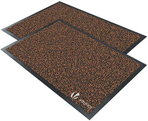 VOUNOT 2 Pezzi Zerbino Ingresso Casa da Esterno, Tappeto Entrata Interno, Resistente Sporco, Antiscivolo e Essorbente, 40x60 cm, Marrone-Nero