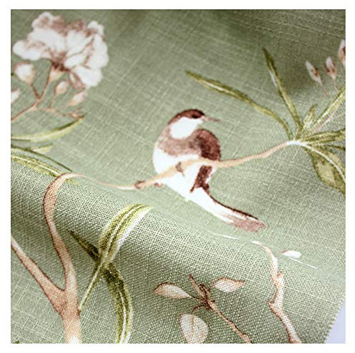 Rustikaler Stil Polsterstoff Meterware 280x100cm Breite Grüne Vögel Blumendruck Polyester Stoff für Stühle Einrichtung, Dekoration, DIY Handwerk(Size:2m)