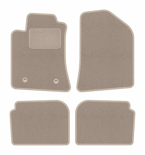 Velours-Fußmatten passend für Toyota Avensis II T25 2003-2009, Beige, LUX | passend für Kombi/Liftback/Limousine; Velours-Teppich (Polypropylen), ca. 6,5 mm; rutschfest, ovale Befestigungen (Typ TL)