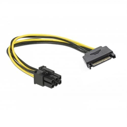 CABLEPELADO Cable alimentacion SATA 15 Pin Macho a PCI Express 6 Pin 0.20 M Multic