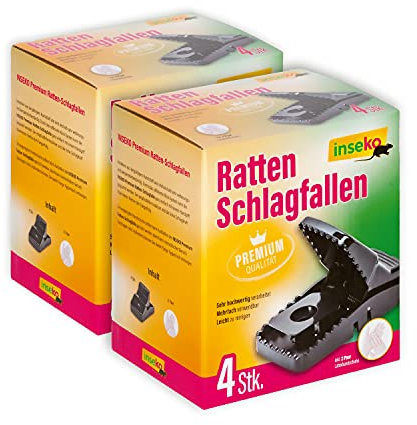 inseko 8 x Premium-Rattenfallen I sehr hochwertig I wiederverwendbar I inklusive Handschuhe (8)