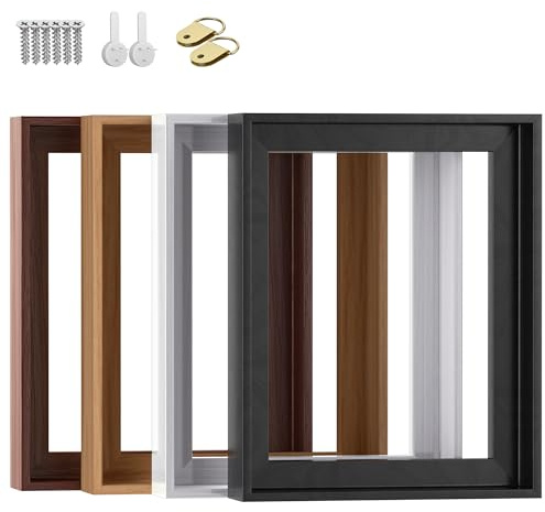 Texas Art 8x10 Canvas Floater Frame for 1 to 1.25 Deep Gallery-Wrapped Canvas, PS Wood Grain Floating Picture Frame with Hanging Kit for Oil Paintings, Prints and Wall Art, Black