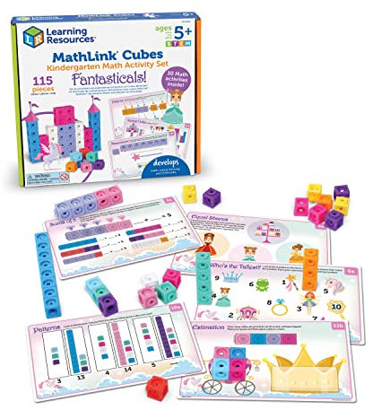 Learning Resources LER9331 MathLink Cubes Kindergarten Fantasticals Math Activity Set, Multicolor