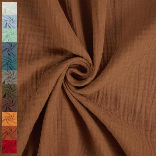 Musselin Stoff Sunny, Double Gauze, uni cognac (Länge am Stück: ab 50cm / Breite: 130cm)