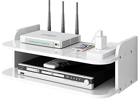 NUODWELL Router Aufbewahrungsbox Wandmontage TV Regal Multimedia Lagerregal WiFi Storage Rack für TV Komponenten Kabelboxen Router Fernbedienungen Spielkonsolen