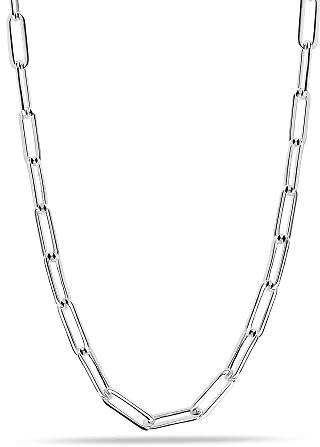 LeCalla 925 Sterling Silver Italian Paperclip-Link Chain Necklace for Women 20 Inches