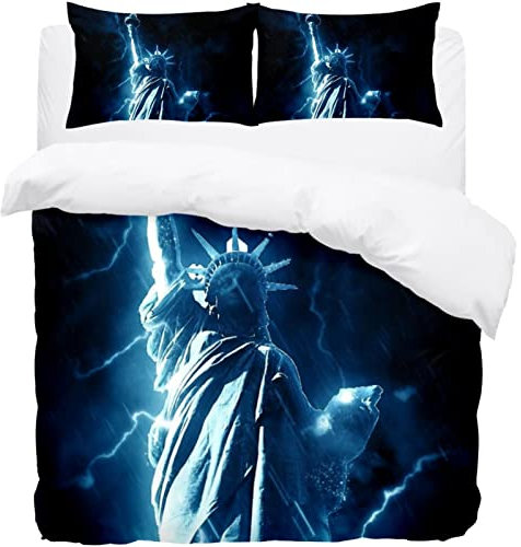 Freiheitsstatue Usa Liberty Bettwäsche-Set für Einzelbett, weiche Mikrofaser, Bettbezug mit Kissenbezügen, Bettwäscheset