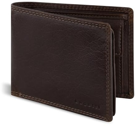 Bugatti Savona Herren-Geldbörse aus pflanzlich gegerbtem Büffelleder, RFID-Portemonnaie, Querformat, braun