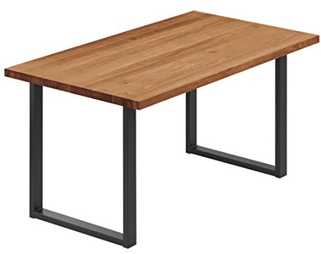 LAMO Manufaktur Esstisch Küchentisch Schreibtisch Couchtisch aus Massivholz, 120x60x76 cm (AxBxH), Loft, Dunkel/Schwarz, LCG-01-A-004-9005L