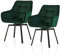 TUKAILAI Esszimmerstühle Drehbar 2er Set, Drehstuhl esszimmer Samt mit Armlehnen Rückenlehne Gepolsterter Sitz Metallbeine, Armlehnstuhl Küchenstühle Polsterstuhl Sessel für Küche Wohnzimmer,Grün