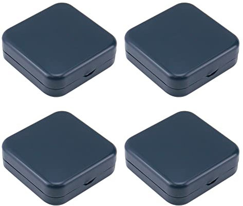 Mewutal 4 x Metall-Blechdosen, quadratische Aufbewahrungsbox, 5,9 x 5,9 x 0,8 cm, Mini-Blechdose für Süßigkeiten, Pillen, Münzen, Seife, mit Scharnierdeckel (dunkelgrau)