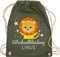 Turnbeutel Rucksack - Kita Beutel Wechselsachen Jungen - Wechselkleidung Löwe - Unisize - Olivgrün - kinderturnbeutel wechselbeutel personalisierte löwen stoffrucksack kindergartenbeutel