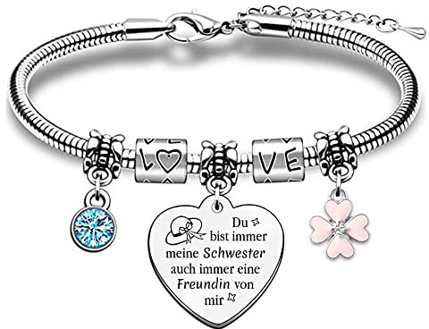 Schwester Armband Familie Liebe für Immer Geburtstagsgeschenk Frauen Inspirierendes Andenken für Absolventen Schmuck Weihnachten Personalisiertes Geschenk Rosa Herz Armreifen von Schwester Bruder