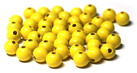 Cre9tive 100x Holzperlen PREMIUM gebohrt für Perlen Kette - Basteln Zubehör - 8 mm Rundperle gelb